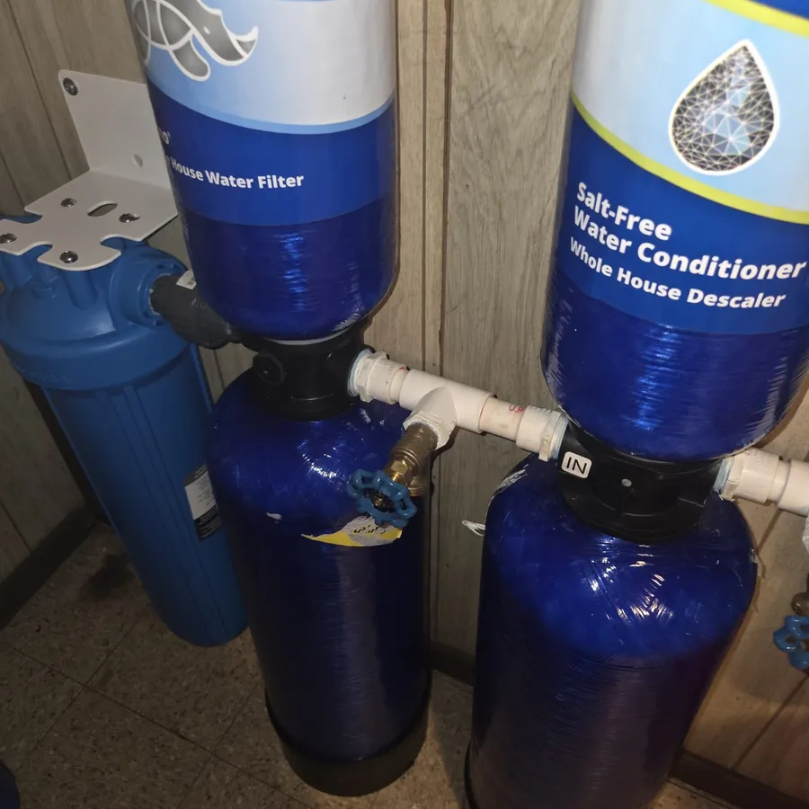 Whole-house water filtration and softener system